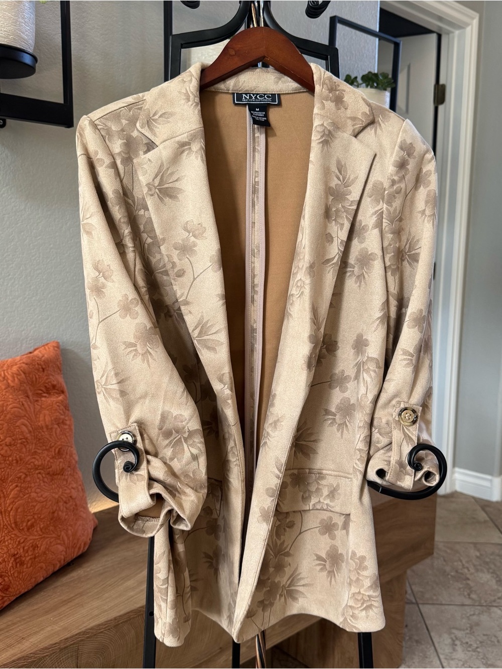 NYC Tan Floral Jacquard Blazer